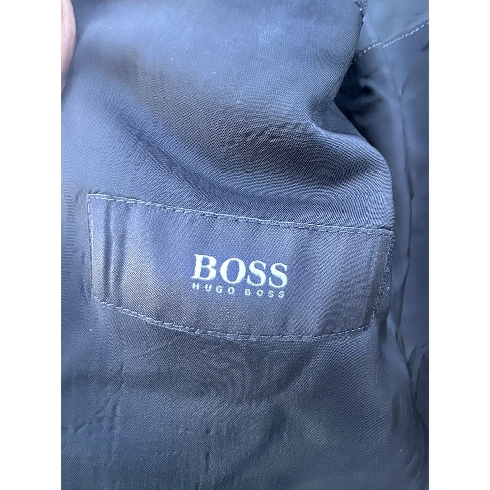 Mens‎ 40 R Hugo Boss Solid Black Modern Fit 100 % Wool Suit